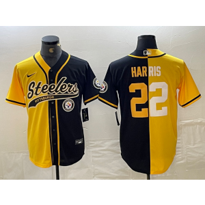 Nike Steelers 32 Harris Black Yellow Split Vapor Baseball Limited Men Jersey