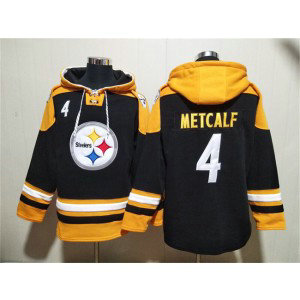 Nike Steelers 4 DK Metcalf Black Ageless Must-Have Lace-Up Pullover Hoodie