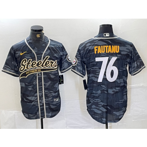 Nike Steelers 76 Troy Fautanu Black Camo Vapor Baseball Limited Men Jersey Nike Steelers 76 Troy Fautanu Black Camo Vapor Baseball Limited Men Jersey