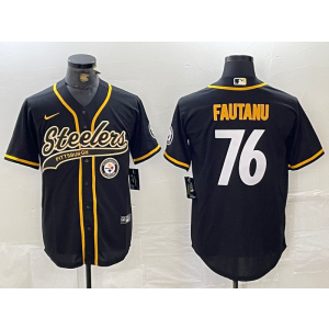 Nike Steelers 76 Troy Fautanu Black Vapor Baseball Limited Men Jersey