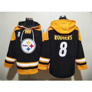 Nike Steelers 8 Aaron Rodgers Black Ageless Must-Have Lace-Up Pullover Hoodie