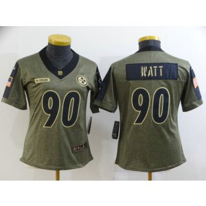 Nike Steelers 90 T.J. Watt 2021 Olive Salute To Service Limited Women Jersey Nike Steelers 90 T.J. Watt 2021 Olive Salute To Service Limited Women Jersey