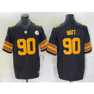 Nike Steelers 90 T.J. Watt Black Color Rush 2023 F.U.S.E Vapor Limited Men Jersey Nike Steelers 90 T.J. Watt Black Color Rush 2023 F.U.S.E Vapor Limited Men Jersey