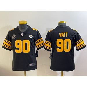 Nike Steelers 90 T.J. Watt Black Color Rush Limited Youth Jersey