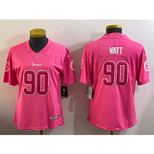 Nike Steelers 90 T.J. Watt Pink Vapor Limited Women Jersey