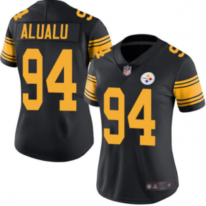 Nike Steelers 94 Tyson Alualu Black Color Rush Limited Women Jersey