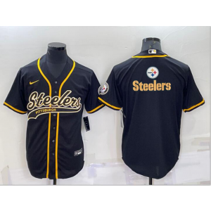 Nike Steelers Blank Black Vapor Baseball Logo Limited Men Jersey