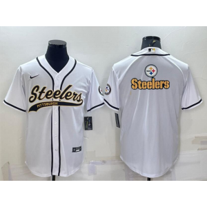 Nike Steelers Blank White Vapor Baseball Logo Limited Men Jersey