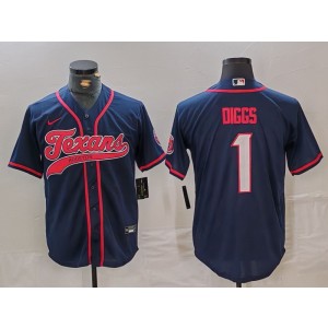 Nike Texans 1 Stefon Diggs Navy Vapor Baseball Limited Men Jersey