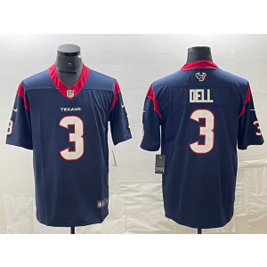Nike Texans 3 DELL Blue Vapor Untouchable Limited Men Jersey