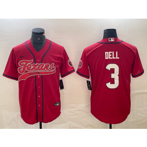 Nike Texans 3 DELL Red Vapor Baseball Limited Men Jersey