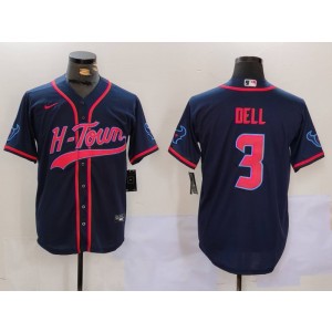 Nike Texans 3 Dell Navy Vapor Baseball Limited Men Jersey