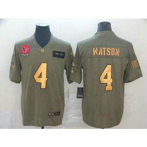 Nike Texans 4 Deshaun Watson 2019 Olive Gold Salute To Service Limited Men Jersey
