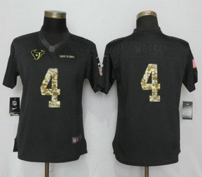 Nike Texans 4 Deshaun Watson Anthracite Women Salute To Service Limited Jersey