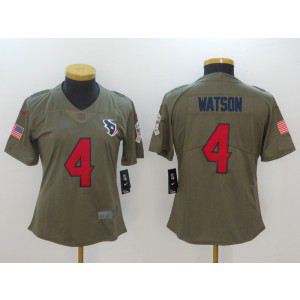 Nike Texans 4 Deshaun Watson Olive 2017 Salute To Service Limited Women Jersey