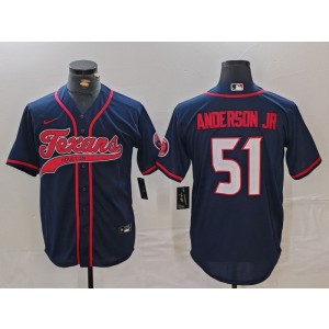 Nike Texans 51 Will Anderson Navy Vapor Baseball Limited Men Jersey