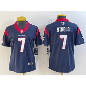 Nike Texans 7 C.J. Stroud Blue Vapor Untouchable Limited Women Jersey