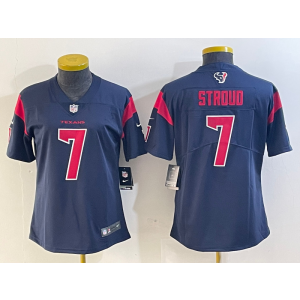 Nike Texans 7 C.J. Stroud Blue Vapor Untouchable Limited Women Jersey