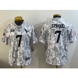 Nike Texans 7 C.J. Stroud Camo 2024 F.U.S.E. Salute to Service Limited Women Jersey (Runs Small)