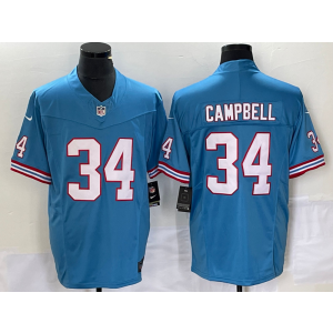 Nike Titans 34 Earl Campbell Blue 2023 F.U.S.E Vapor Limited Men Jersey