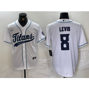 Nike Titans 8 Levis White Vapor Baseball Limited Men Jersey