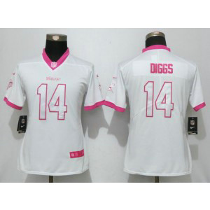Nike Vikings 14 Stefon Diggs White Pink Women Game Jersey