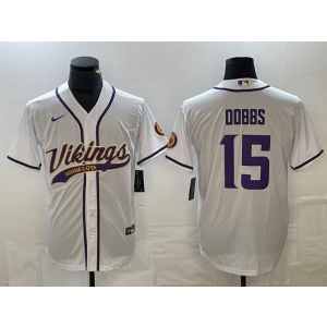 Nike Vikings 15 Dobbs White Baseball Vapor Limited Men Jersey