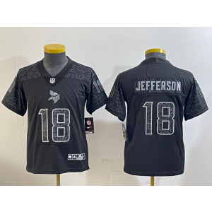 Nike Vikings 18 Jefferson Black Reflective Vapor Limited Youth Jersey