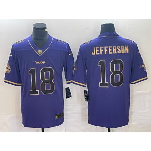 Nike Vikings 18 Jefferson Purple Gold Vapor Limited Men Jersey