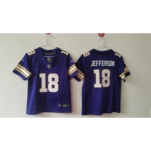 Nike Vikings 18 Justin Jefferson Purple Gold F.U.S.E. Vapor Limited Women Jersey(Run Small)