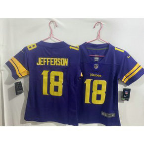Nike Vikings 18 Justin Jefferson Purple Gold Vapor Limited Youth Jersey