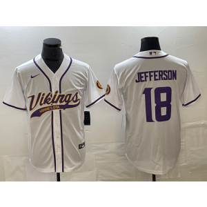 Nike Vikings 18 Justin Jefferson White Baseball Vapor Limited Men Jersey