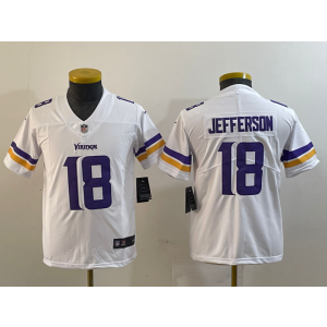 Nike Vikings 18 Justin Jefferson White Vapor Untouchable Limited Youth Jersey
