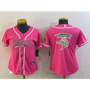 Nike Vikings Blank Pink Vapor Baseball Logo Limited Women Jersey