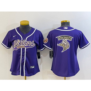 Nike Vikings Blank Purple Vapor Baseball Logo Limited Women Jersey