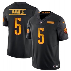 Nike Washington Commanders 5 Jayden Daniels Black 2024 F.U.S.E. Vapor Limited Men Jersey