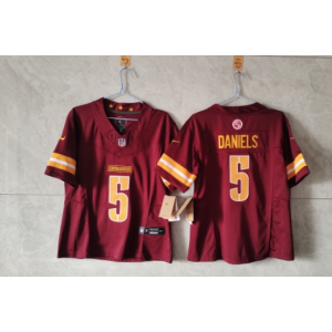 Nike Washington Commanders 5 Jayden Daniels Burgundy F.U.S.E. Vapor Limited Women Jersey
