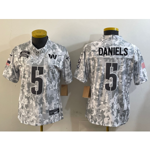 Nike Washington Commanders 5 Jayden Daniels Camo 2024 F.U.S.E. Salute to Service Limited Youth Jersey