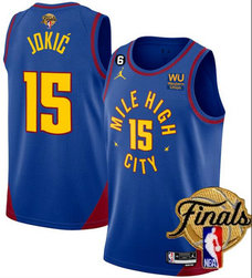 Nuggets 15 Nikola Jokic Blue 2023 Finals NO.6 Patch Swingman Jersey Nuggets 15 Nikola Jokic Blue 2023 Finals NO.6 Patch Swingman Jersey