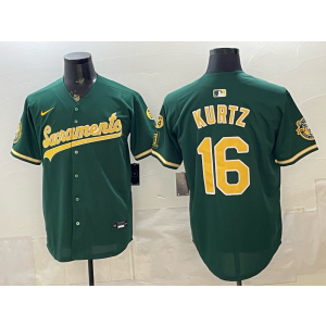 Oakland Athletics 16 Kurtz Alternate Green Cool Base Men Jersey