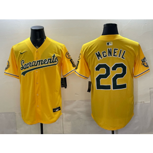 Oakland Athletics 22 McNeil Alternate Gold Cool Base Men Jersey
