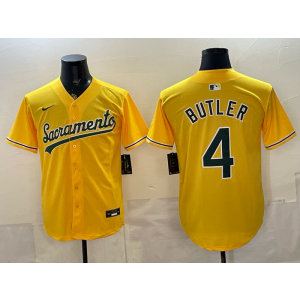 Oakland Athletics 4 Butler Alternate Yellow Cool Base Men Jersey