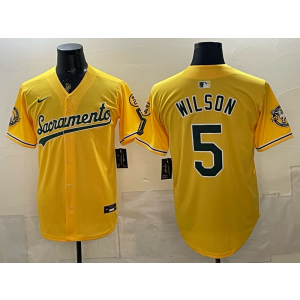 Oakland Athletics 5 Wilson Alternate Gold Cool Base Men Jersey