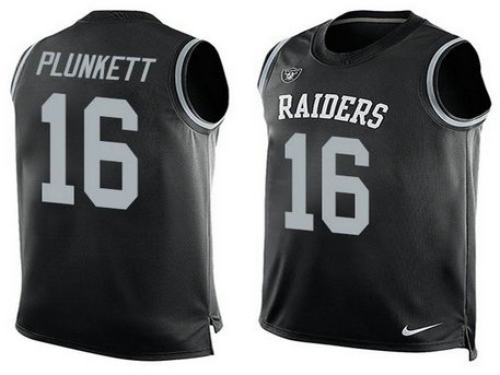 Oakland Raiders #16 Jim Plunkett Black Team Color Men's Stitched NFL Limited Tank Top