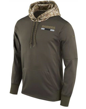 Oakland Raiders Nike Olive Salute To Service Sideline Therma Pullover Hoodie