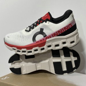 On Cloudmonster White Red Shoes