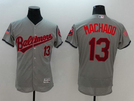 Orioles 13 Manny Machado Grey Fashion Stars & Stripes Flexbase Jersey