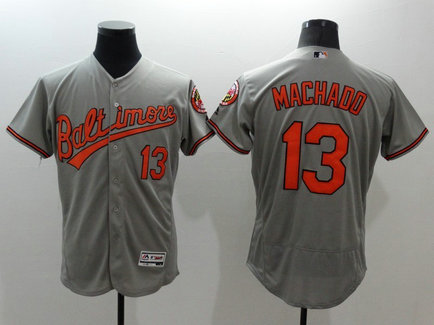 Orioles 13 Manny Machado Grey Flexbase MLB Jersey