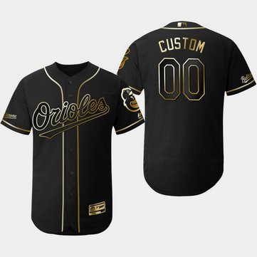 Orioles Customized Black Gold Flexbase Jersey