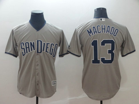 Padres 13 Manny Machado Gray Cool Base Jersey